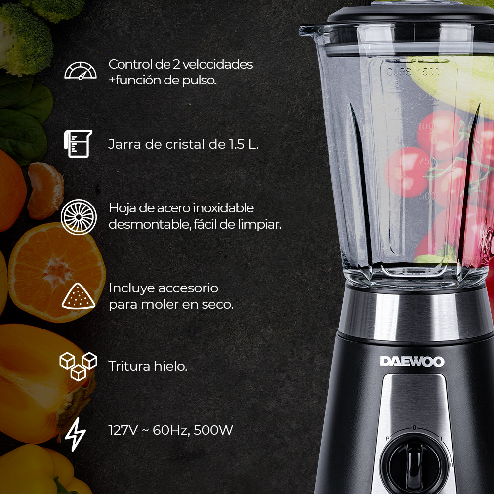 Licuadora con molinillo 2 velocidades vaso de 1.5L