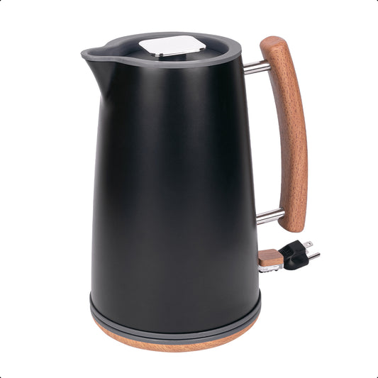 Hervidor Electrico Inalambrico Negro Con Madera