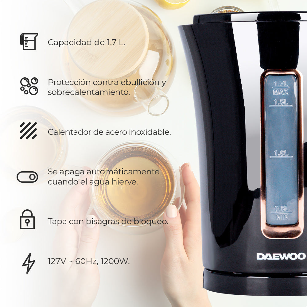 Hervidor de agua eléctrico inalámbrico 1.7 L